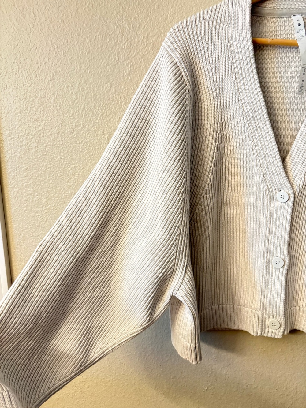 Lululemon Cream Ribbed Cardigan XL Oversized Cozy Knit Sweater - Picture 5 of 9